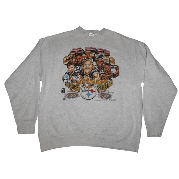 Vintage 1995 Pittsburgh Steelers Super Bowl XXX Caricature Sweatshirt XL - Picture 1 of 7